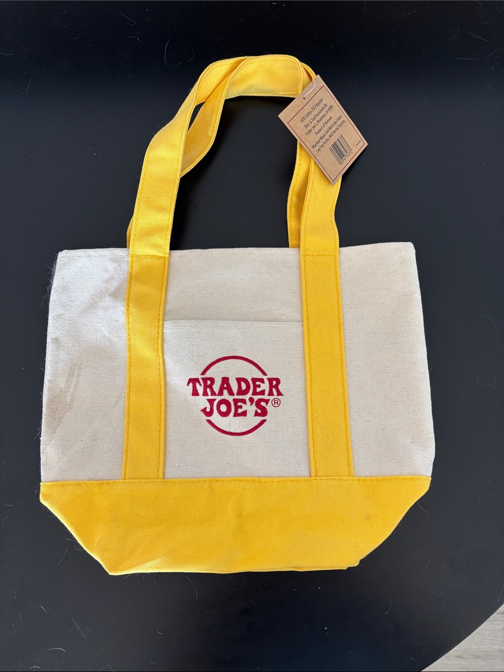 Trader Joe’s Yellow & Natural Small Canvas Tote Bag